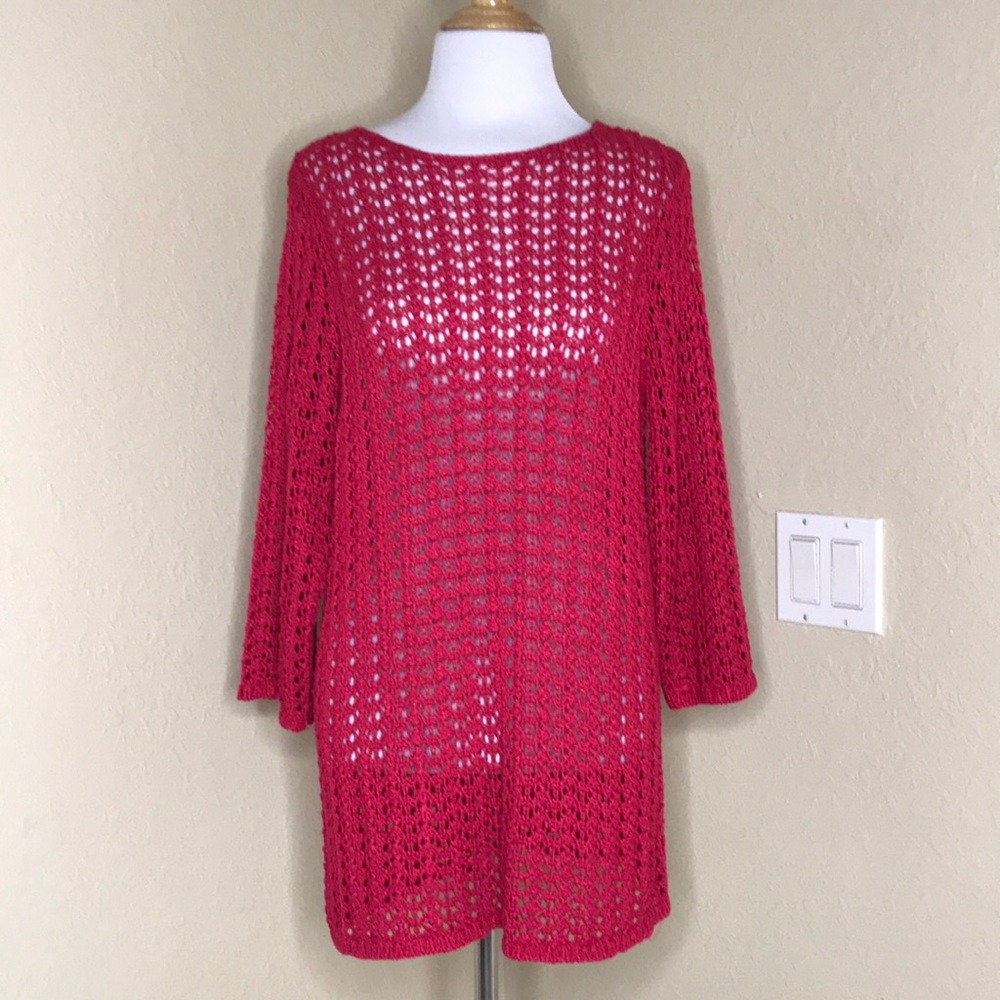 CHICO’S Red Knitted Long Sweater 10